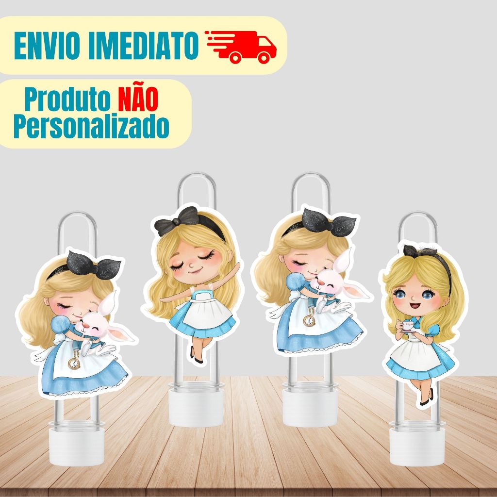 Aplique Tag Para Tubete Alice no Pais das Maravilhas | Personalizado | Lembrancinha Festa Infantil | Aniversário