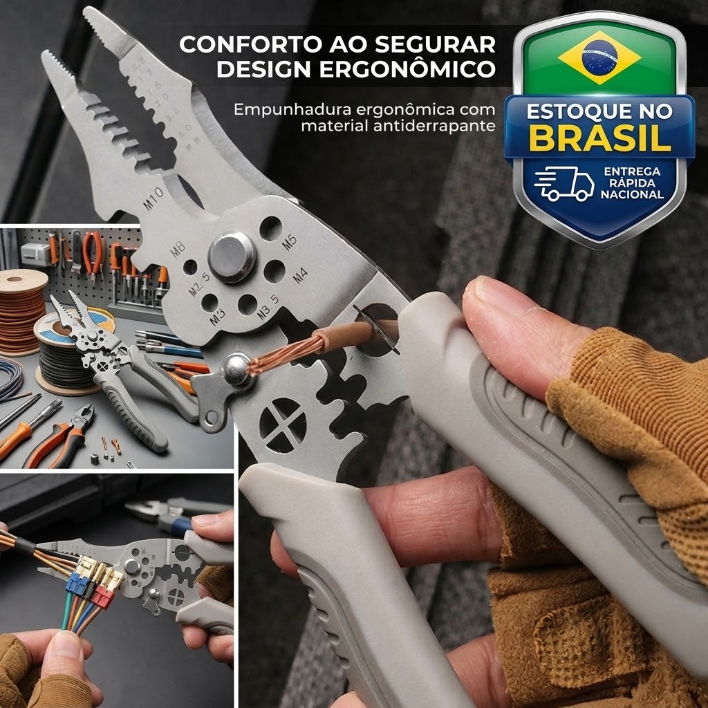 Alicate 28 em 1 Multifuncional Universal Profissional - Descascador, Crimpador e Cortador para Eletricistas