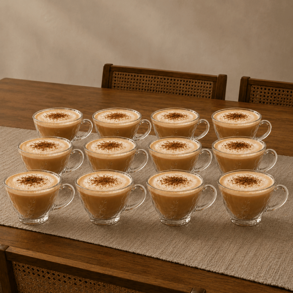 Jogo 12 Xícaras LILY FLORAL Cozinha Café Louça Vidro Crystal 220ml Mesa Xicara