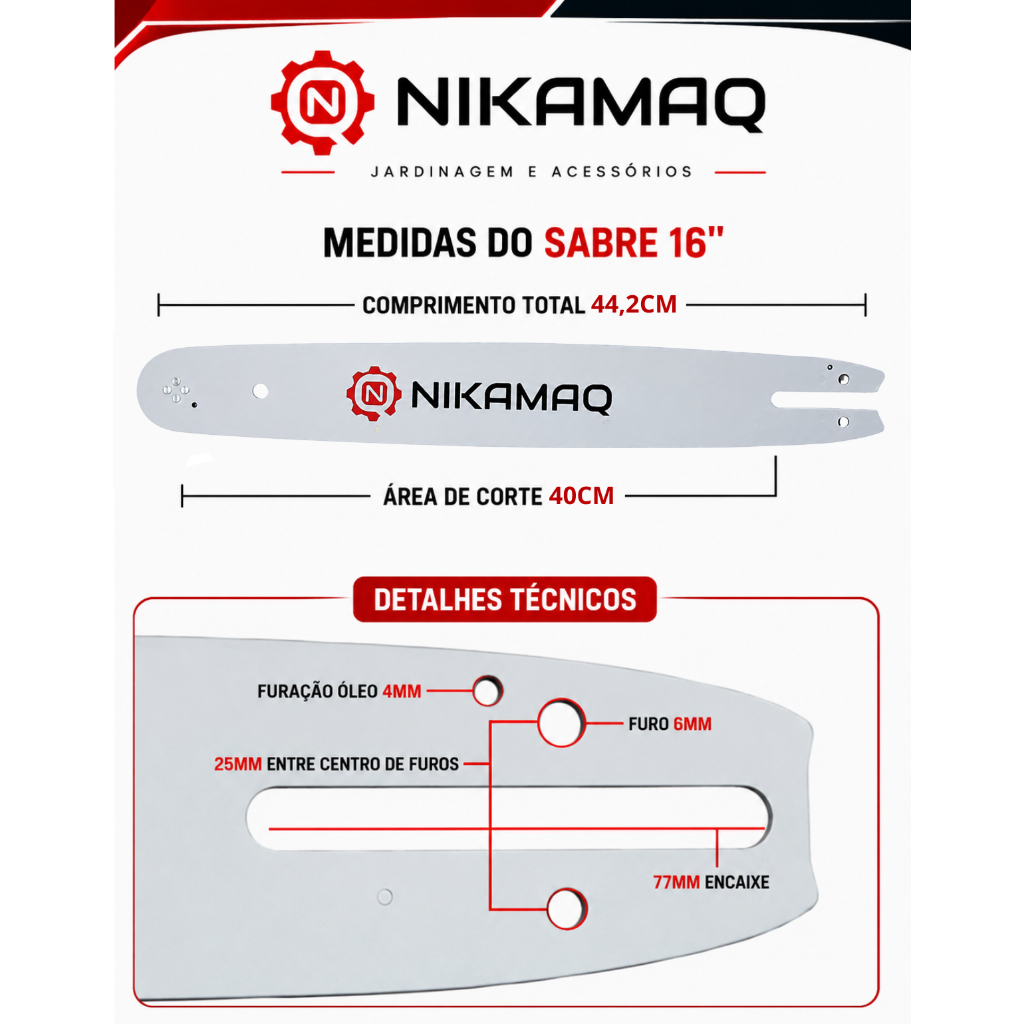 Kit sabre 16 polegadas + 2 correntes 28 dentes para motosserra Stihl MS250 MS025 — imagem 2 de 2