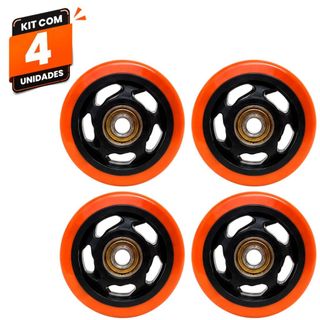 Kit 4 Rodas Rodinhas PVC Laranja 4 Polegadas Sem Garfo Ajax Manutenção Reposição Substituição Carrinho Bancada Móveis