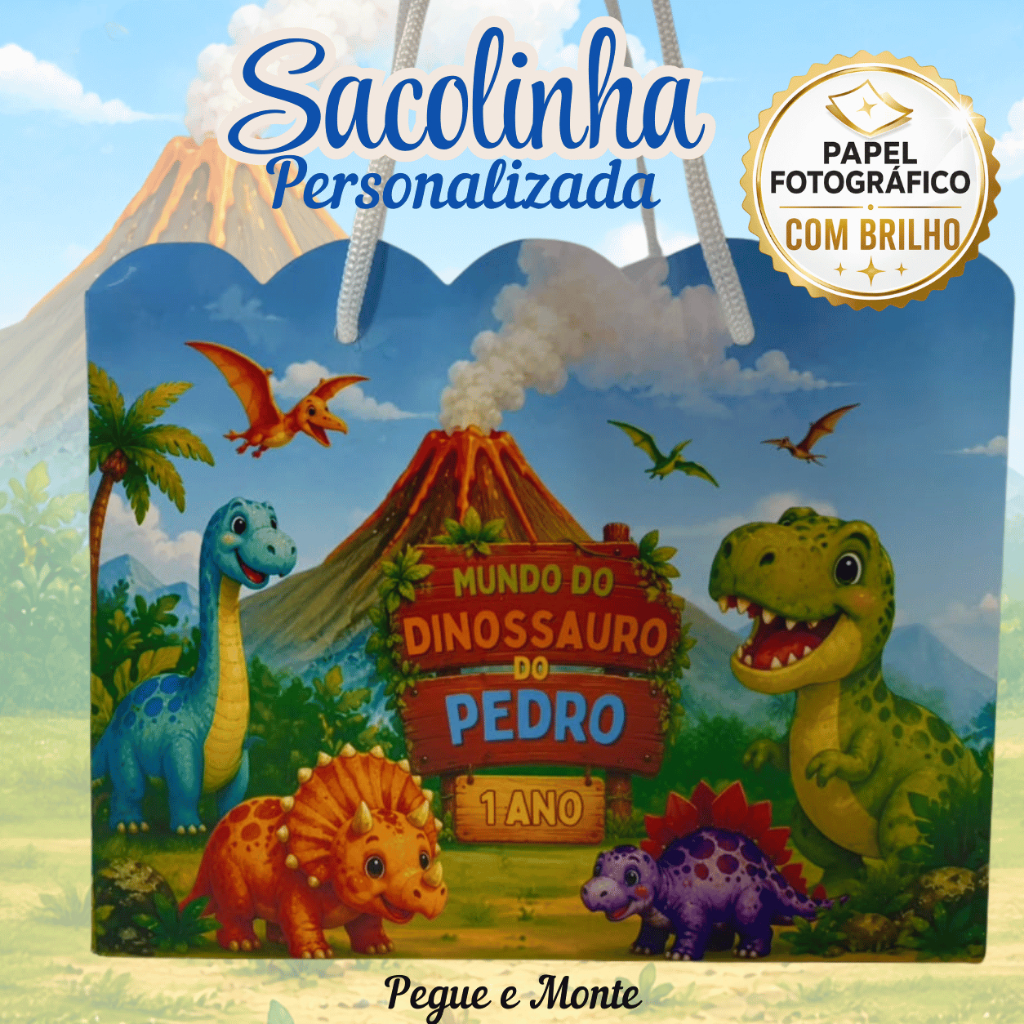 Kit 10 Sacolinhas Personalizadas Pegue e Monte 20x16x7cm – Lembrancinha para Festa