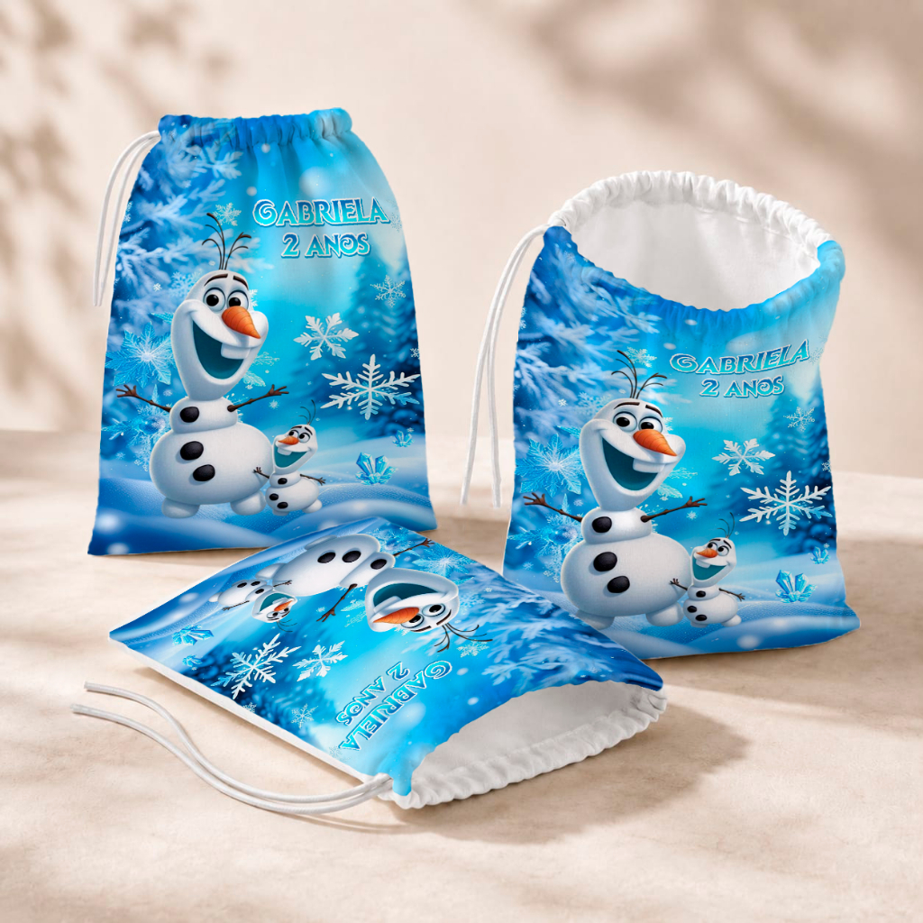 20 Sacolinhas Personalizada Festa Infantil 18x26 Aniversário Lembrancinha Frozen Olaf