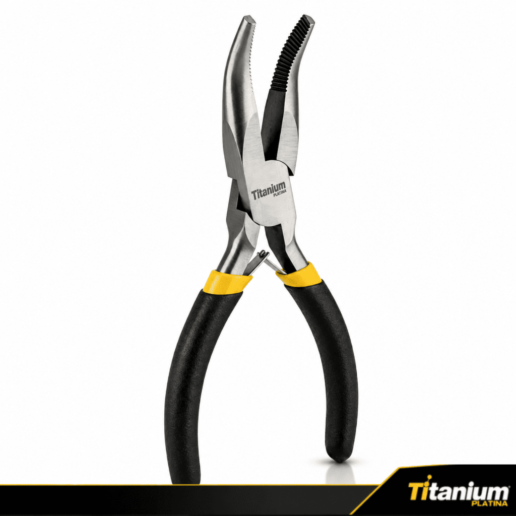 Mini Alicate Bico Meia Cana Curvo 4.1/2 Pol de Precisão Profissional Titanium Platina · foto 2