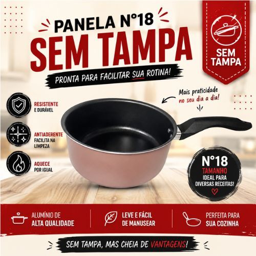 Panelas Caçarolas Antiaderentes N 18 Nova Peq. Defeitos 1 Unidades sem tampa Novas