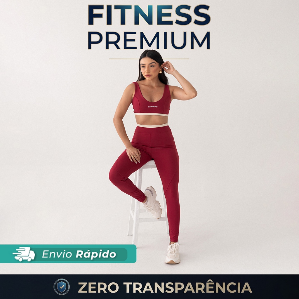 Conjunto Fitness Feminino Legging + Top Poliamida Premium | Alta Compressão | Zero Transparência | Academia | Bolso
