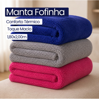 Manta Cobertor Soft Casal Fofinha Lisa 1,80m x 2,00m Toque Macio Premium