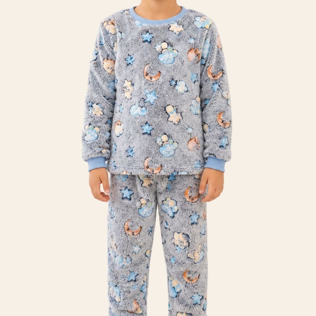 Conjunto Pijama Infantil Fleece Estampado Confortável Inverno Manga Longa