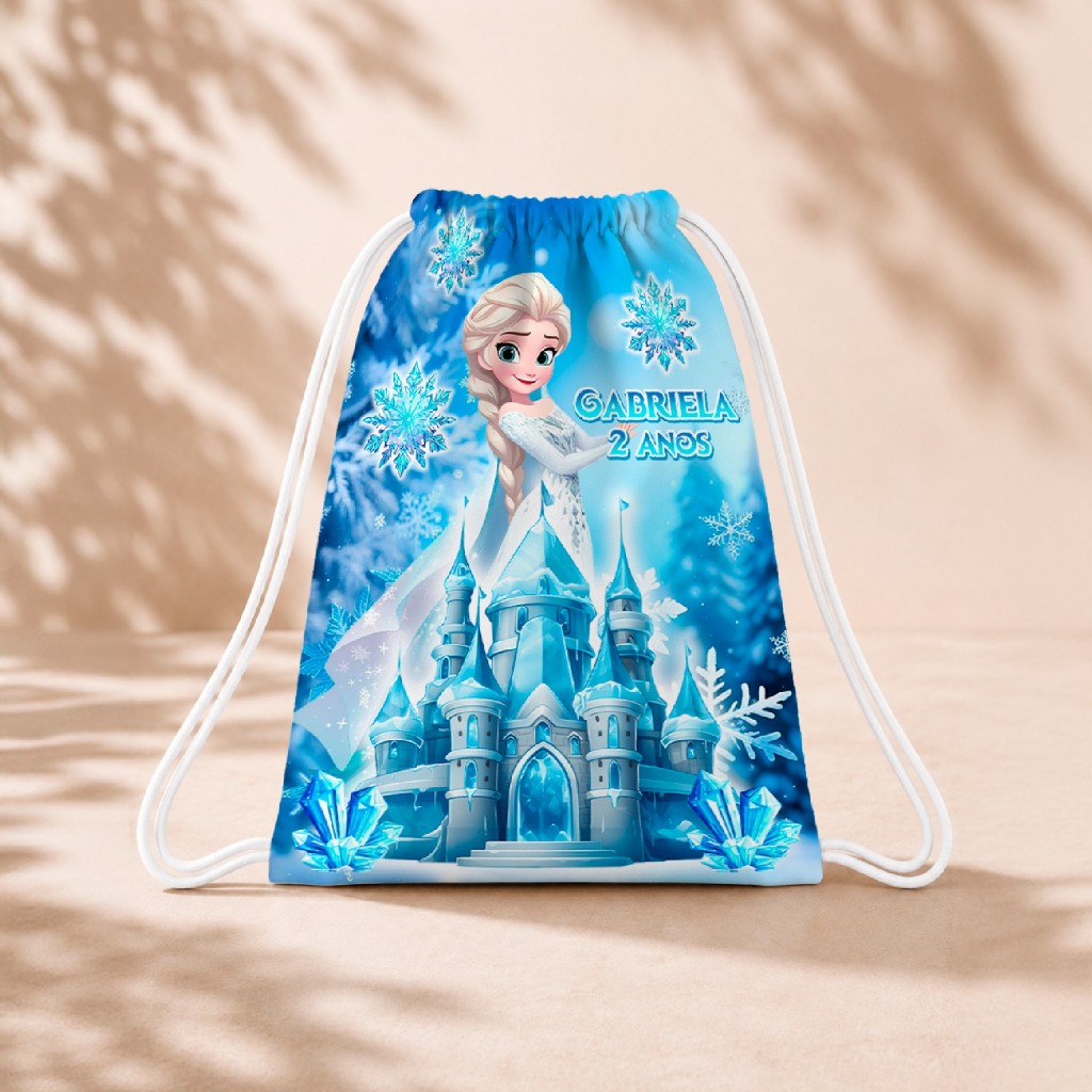 10 Mochila Personalizada Infantil 18x26 Sacolinhas Surpresa Festa Aniversário Lembrancinha Frozen Elza