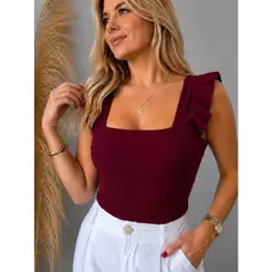 Blusa Feminina Canelada Alcinha Blusinha Casual Elegante Babados Look Casual Dia a Dia