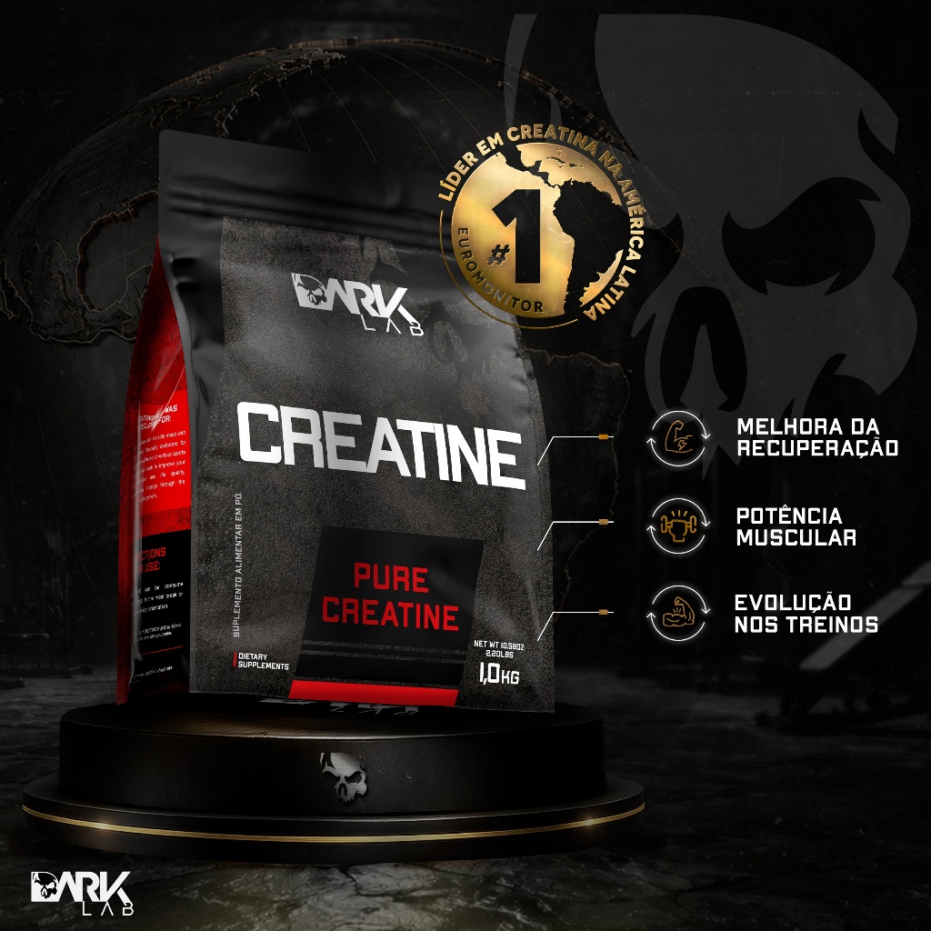 Creatina refil 1kg monohidratada + Coqueteleira Fuse com Rede 700ml Preta - Dark Lab · foto 2