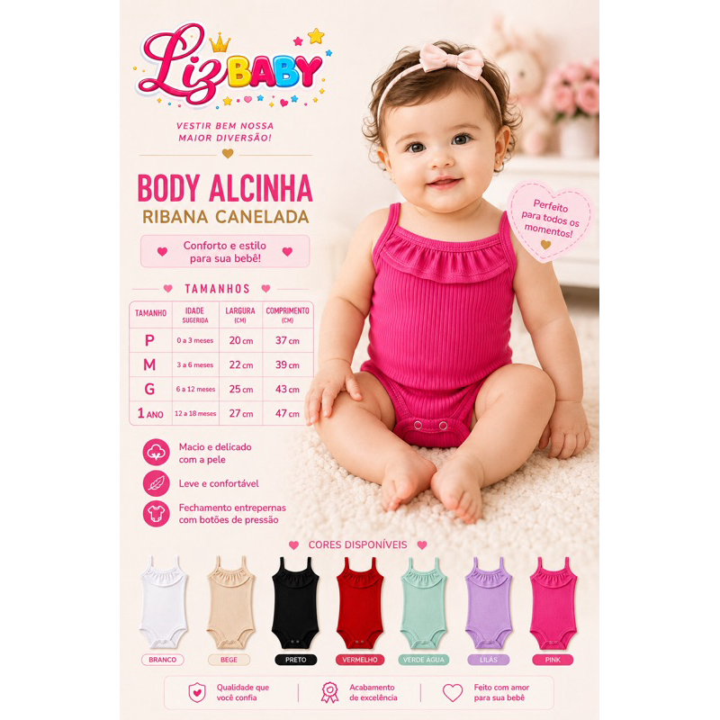 Body infantil menina bebê.Body alcinha