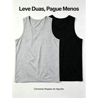 Kit 2 Camisa Regata Masculina lisa basica malha 100% algodão penteada