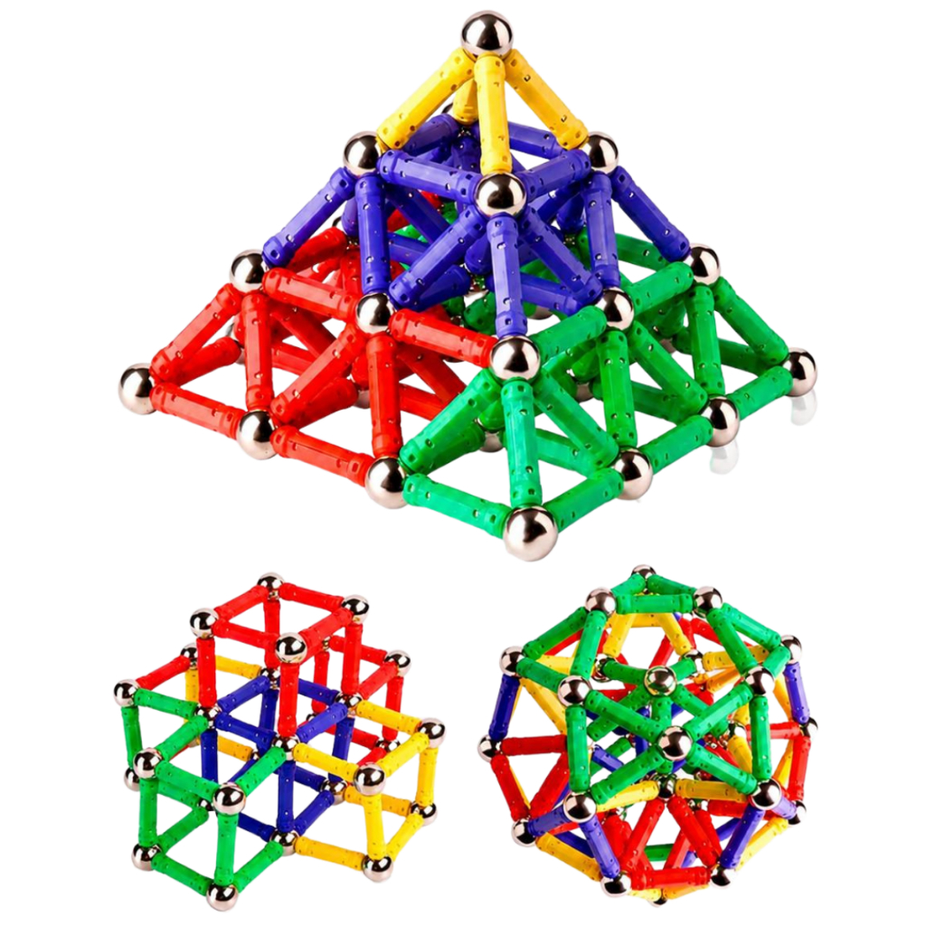 Blocos Magnéticos 3D Infantil 95 Peças Brinquedo Educativo de Montar