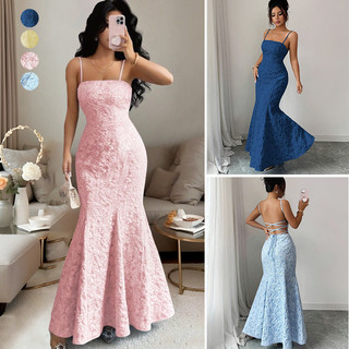 Vestido Longo Alcinha com Detalhes em Renda e Costas Abertas Ideal para Festa e Jantar Várias Cores