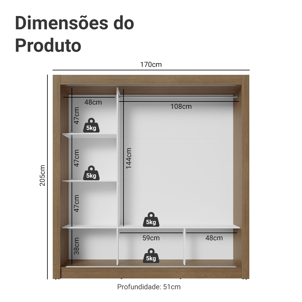 Guarda Roupa Casal Madesa Mônaco 3 Portas de Correr com Espelho - Rustic/Preto · foto 2