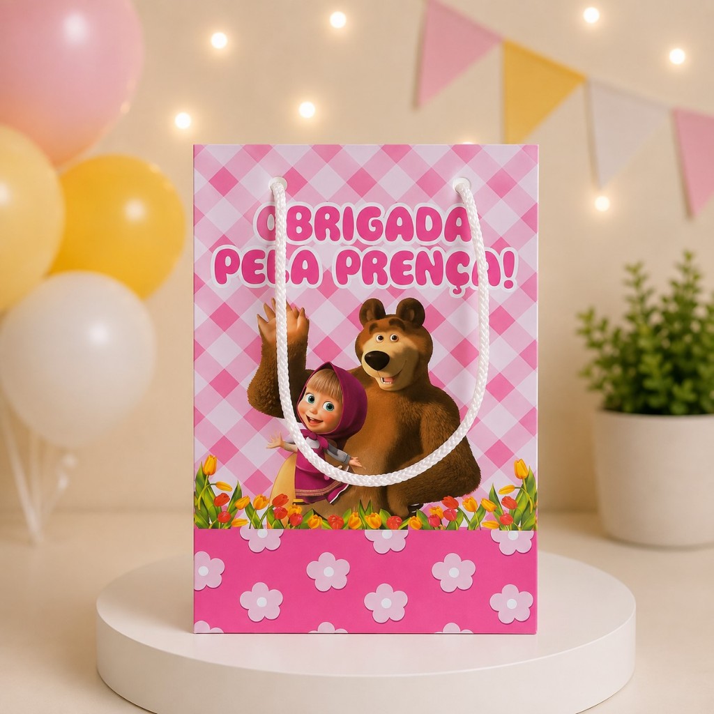 Kit Sacolinhas Personalizadas para Festa Menina e o Urso - Monte em casa