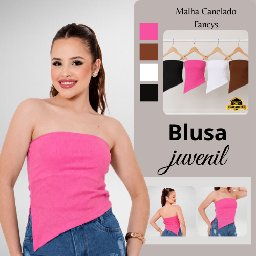 Blusa Tomara que Caia Canelada Estilosa do 04 ao 14 anos Feminina Assimetrica pra Adolescente