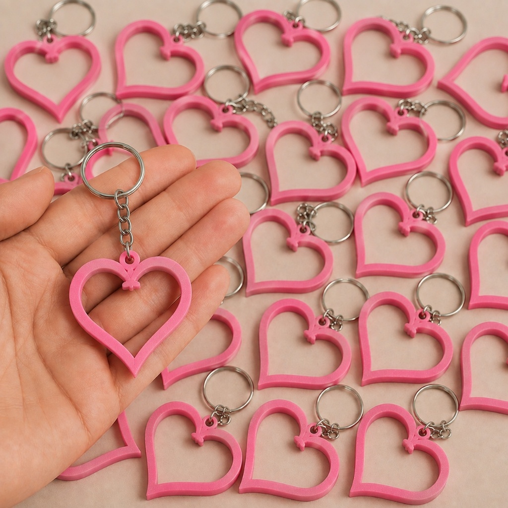 KIT Chaveiro Coração Vazado Lembrancinha Amor Vermelho Casamento Aniversário Namorado Brindes Mimos Rosa