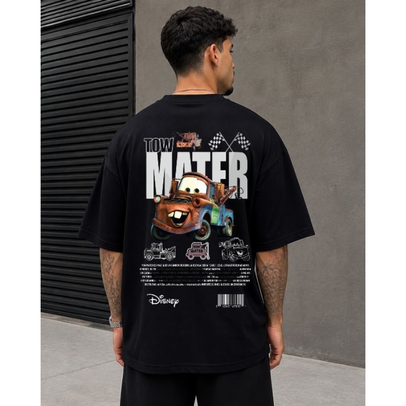 Camiseta Oversized Preta Tow Mater – Camiseta Masculina Estampada Estilo Streetwear