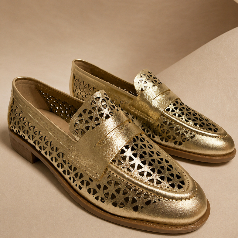 Mocassim Feminino Couro Legítimo Vazado Super Confortável Leve Elegante Casual Salto Baixo Dia Dia