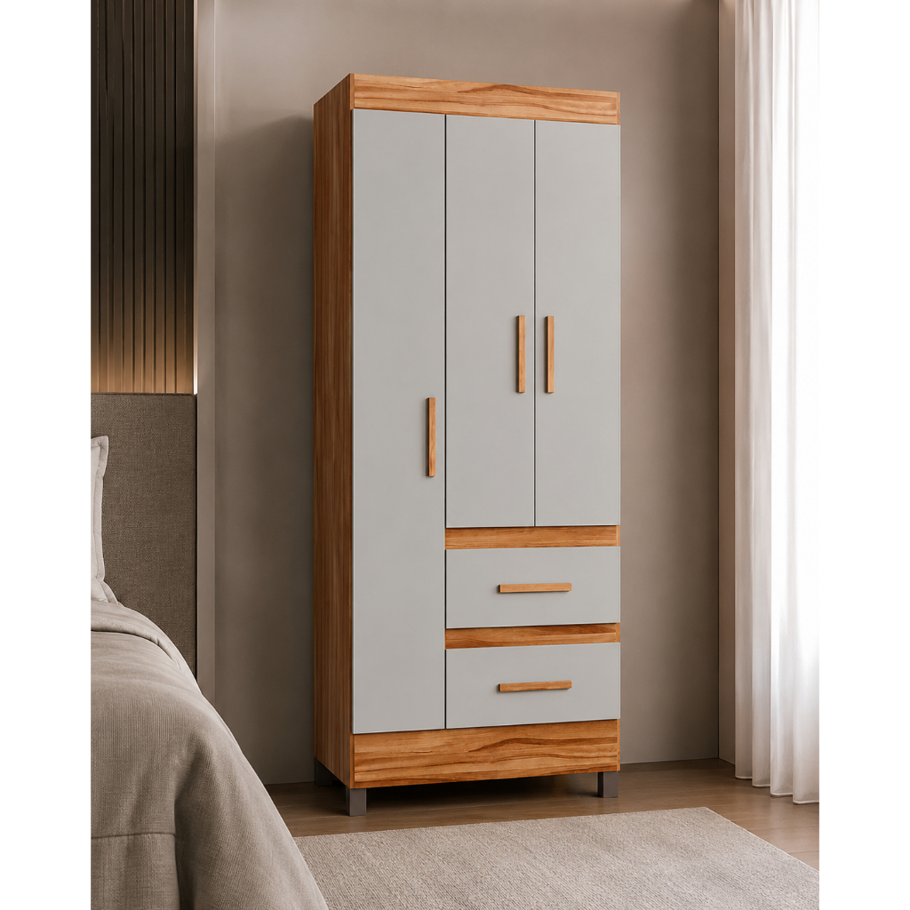 Guarda-Roupa Theo em MDF 3 Portas 2 Gavetas Sergilar