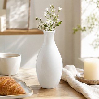 Vaso de Vidro Branco Decorativo 14,5 cm para Flores Sala Aparador Mesa Centro