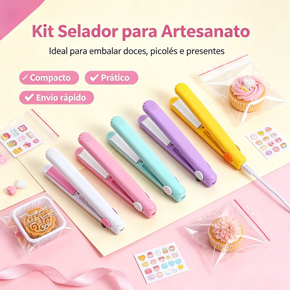 Mini Seladora de Plástico para Geladinho Artesanatos Embalagens de Plástico para Conservar Alimentos Portátil