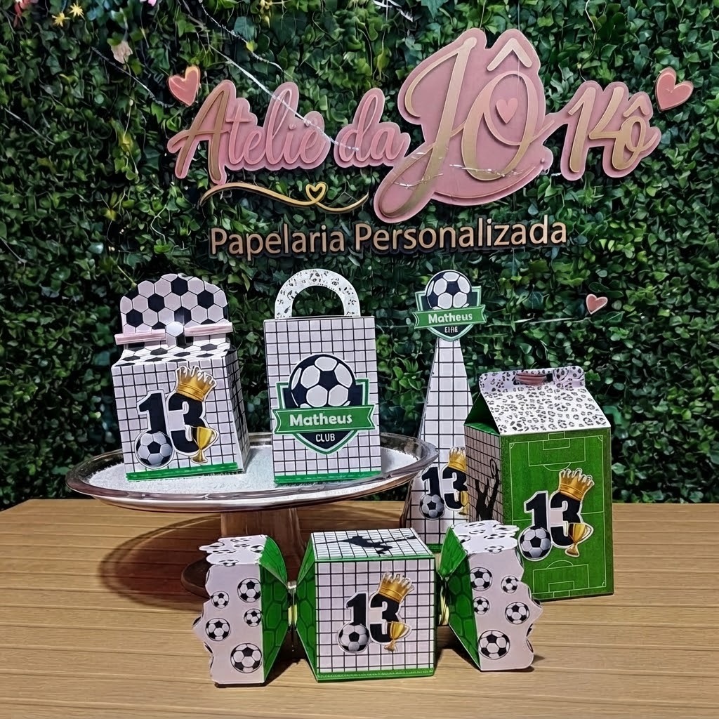 15 caixinhas kit personalizado tema futebol, infantil, lembrancinha de festa infantil