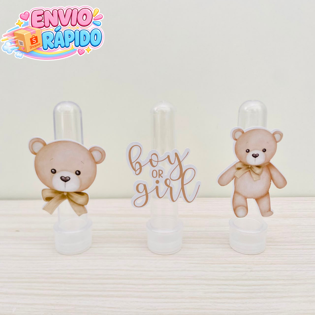 Aplique para Tubete Chá revelação urso / Chá revelação / Lembrancinhas Personalizadas / Festa Infantil