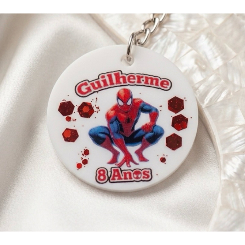 Chaveiro Homem-Aranha Personalizado em Resina 3cm | Lembrancinha Aniversário Infantil com Nome e Idade
