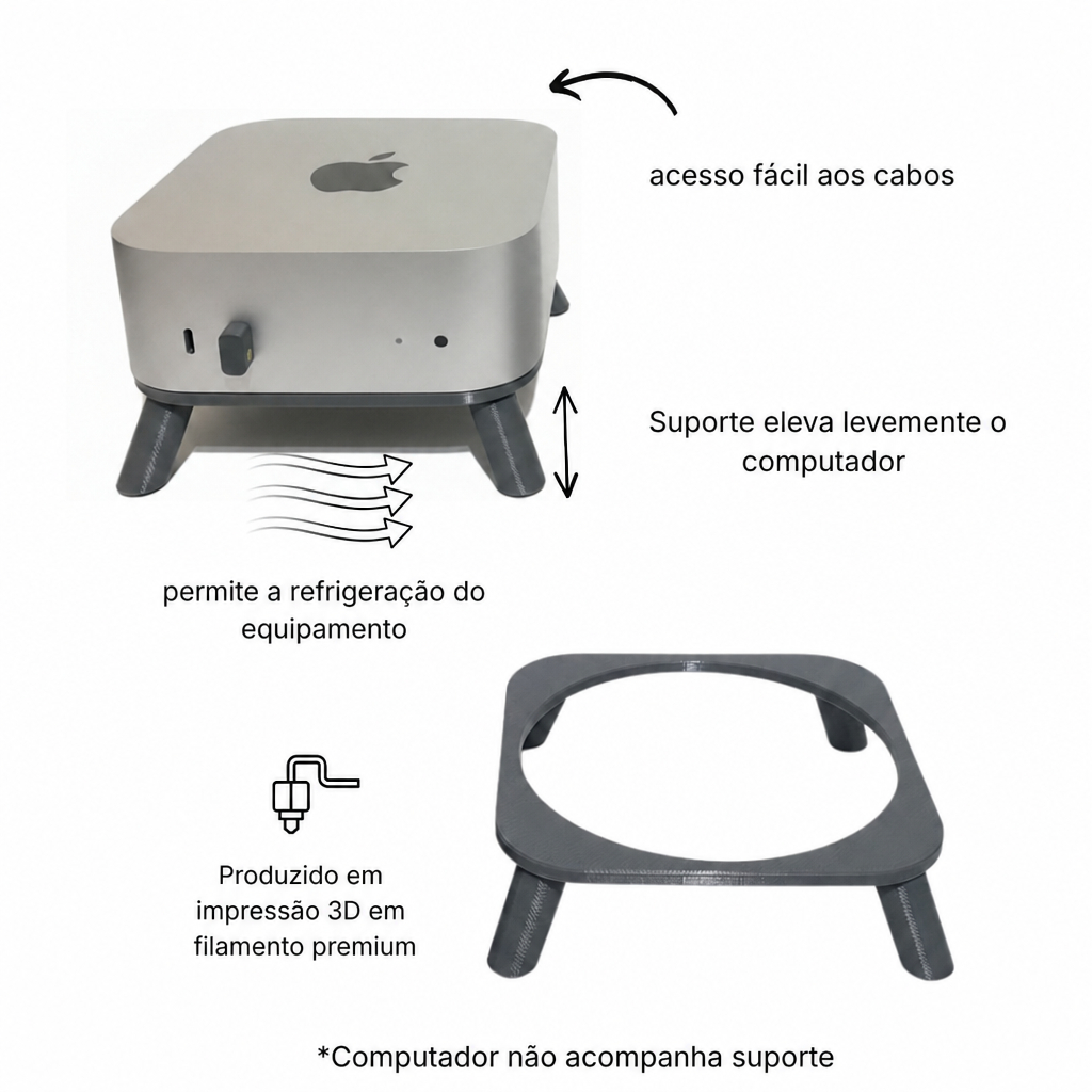 Suporte em 3D Horizontal Elevado para Mac Mini M4