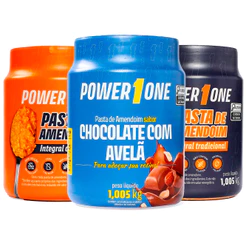 Kit 3x Pasta De Amendoim Power One 1Kg Cada - Chocolate com Avelã + Crocante + Lisa