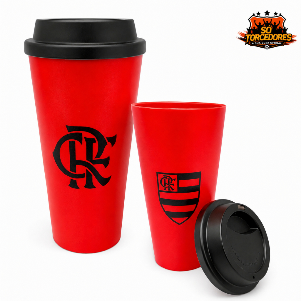 COPO PARA CAFÉ COM TAMPA 550ML ORIGINAL FLAMENGO