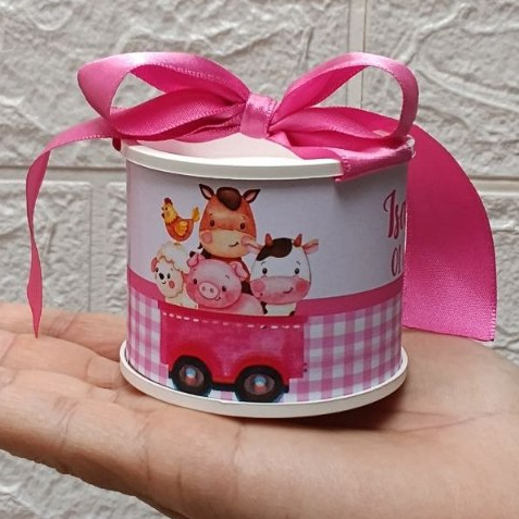 Kit Tubolata Personalizada Fazendinha Rosa Lembrancinha / chá de bebê/ revelação/ batizado/ maternidade/ aniversário 5x6