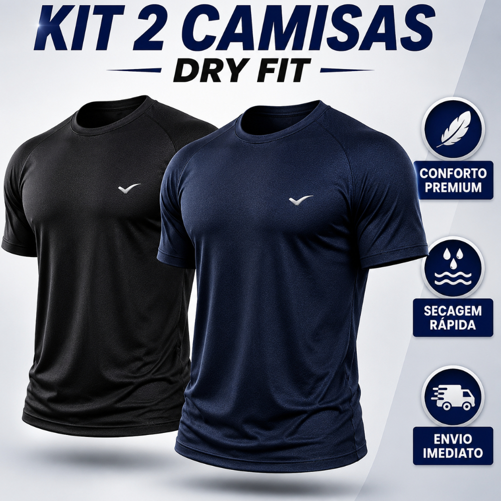 Kit 2 Camisas Dry Fit Esportiva Camiseta Masculina Academia Treino Musculação