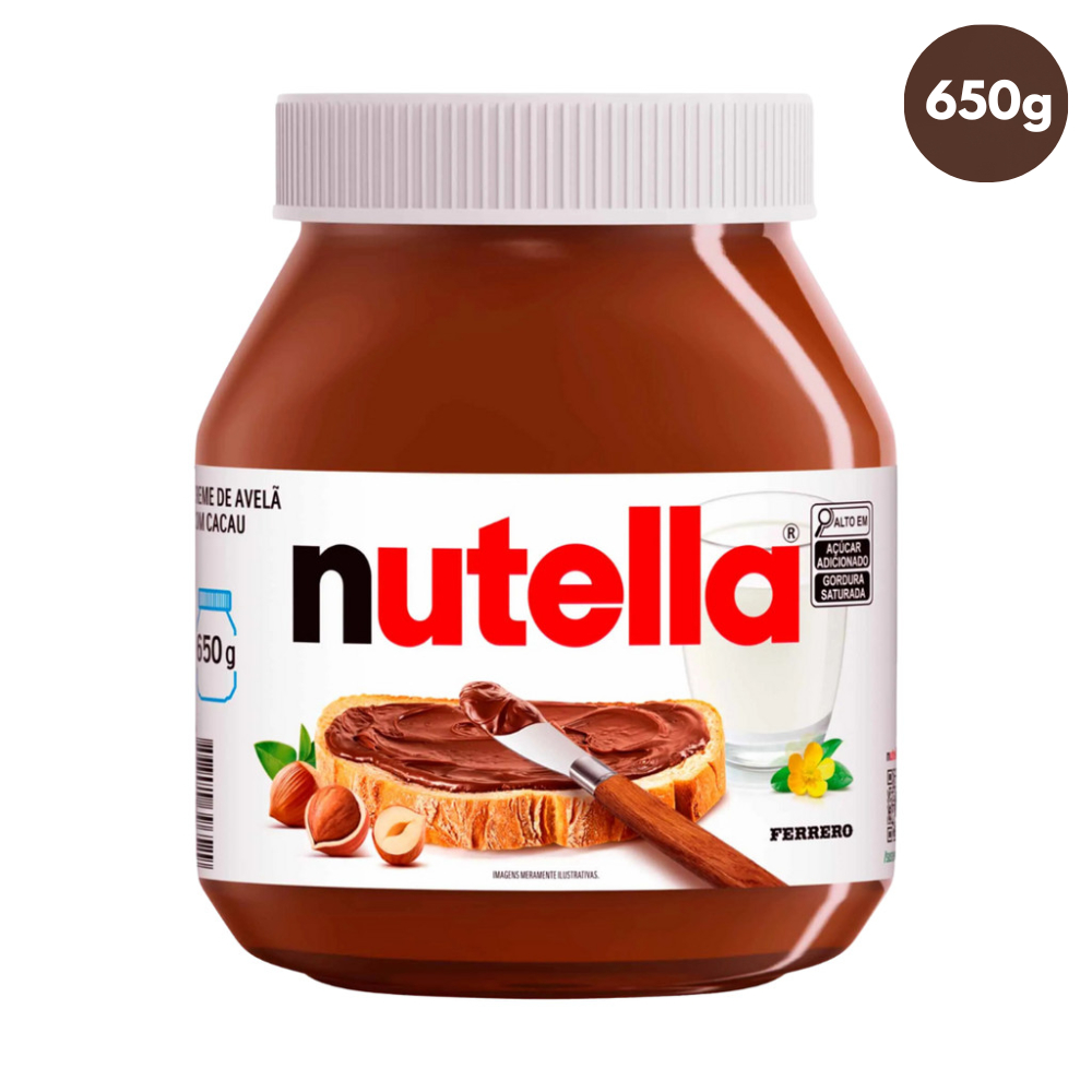 Nutella Creme De Avelã Com Cacau Pote Grande 650g Chocolate Cremoso Saboroso Pão Torrada Sobremesa Recheio Ferrero