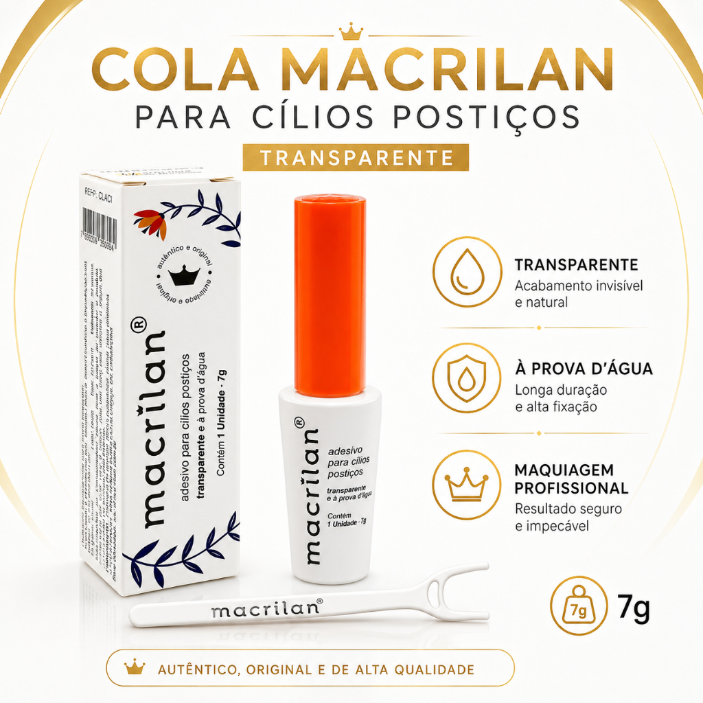 Cola Macrilan Para Cílios Postiços Transparente Maquiagem Profissional À Prova d’Água