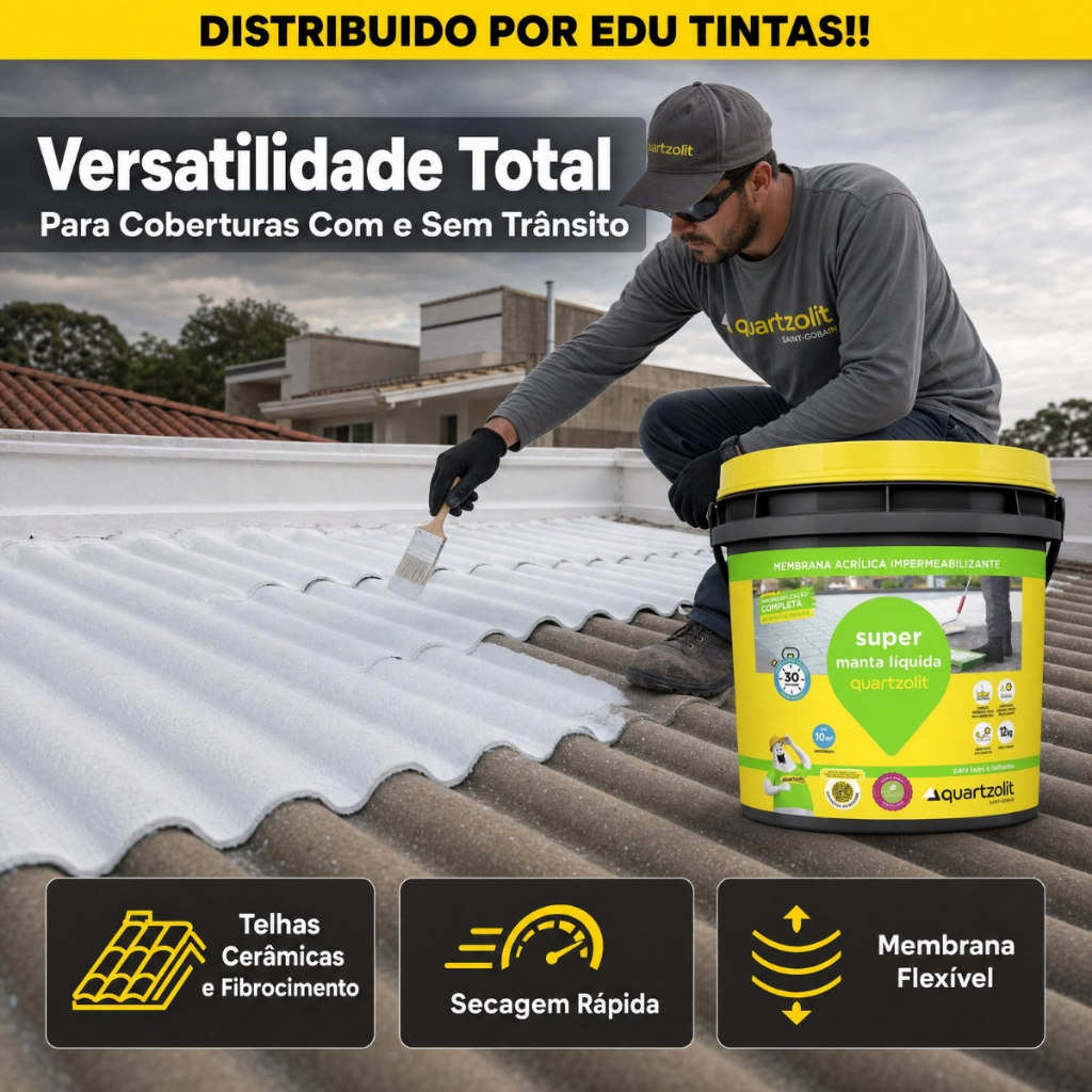 Impermeabilizante Quartzolit Super Manta Líquida Cinza Concreto 12 L Fosco