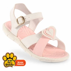 Sandália Papete Infantil Menina Klin Tic Tac com Aplique de Coração Super Leve Anatômica Rosa