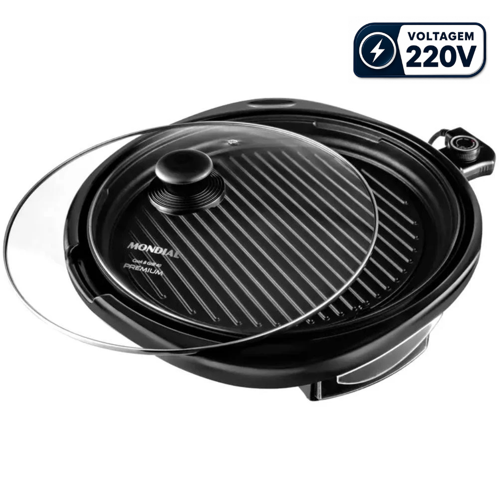 Grill Mondial Cook e Grill 40 Multifuncional Redondo Antiaderente 1270W Preto 220V - G-03
