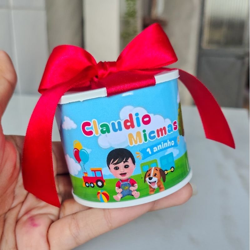 Kit mini tubolatas personalizadas bento e totó 5x6 - chá de bebê, chá revelação, lembrancinhas, batizado, aniversário