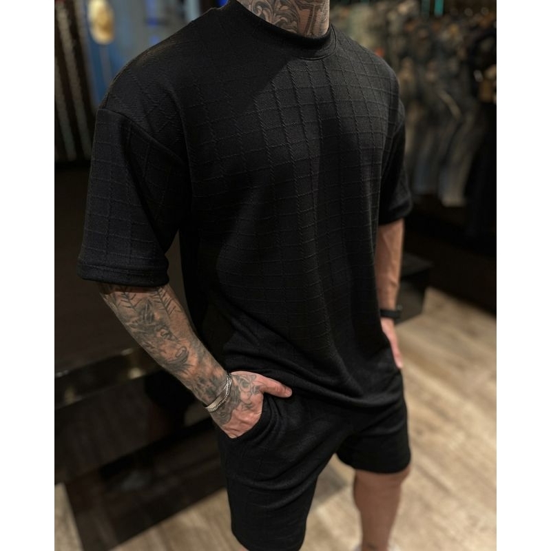 Conjunto Masculino Adulto Premium Oversized Blusão + Bermuda Streetwear