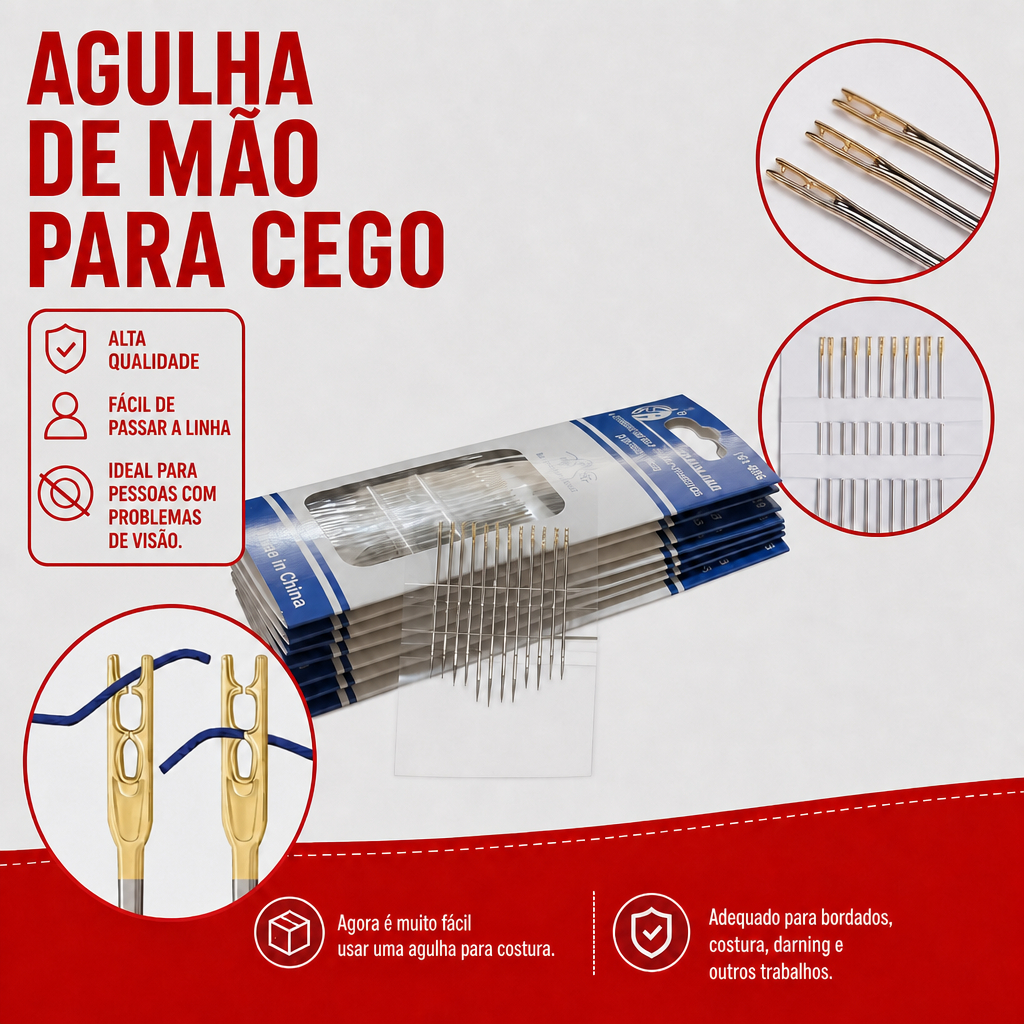 Agulha de Mão para Cego com 12 Unidades