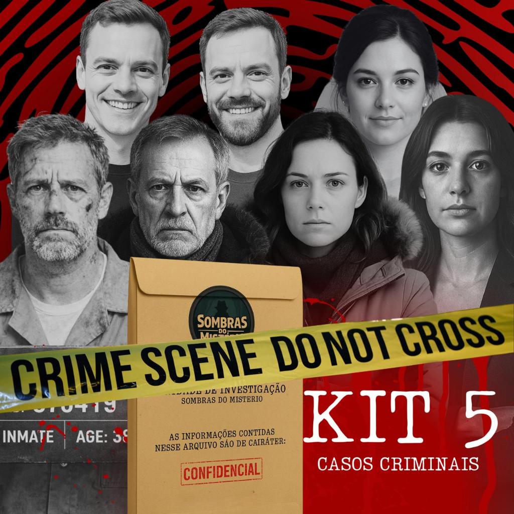 Kit Jogo Detetive 5 Casos Criminais  Sombras do Mistério  Jogo de Detetive e Investigação