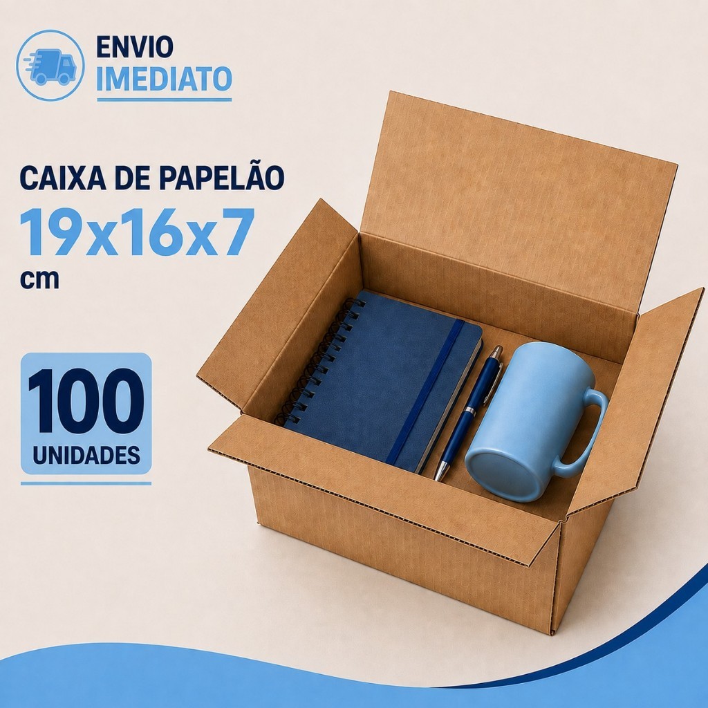 100 Caixas De Papelão Mercado Envios PP 19x16x7 cm