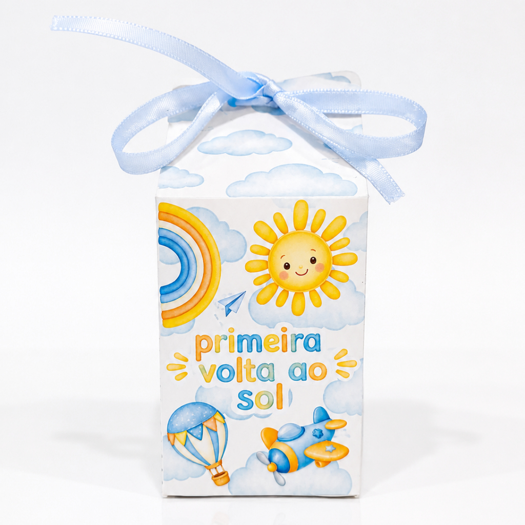 Caixinhas Personalizadas Minha Primeira Volta ao Sol | Caixa Milk | Lembrancinhas Aniversário | Fazemos Todos os Temas