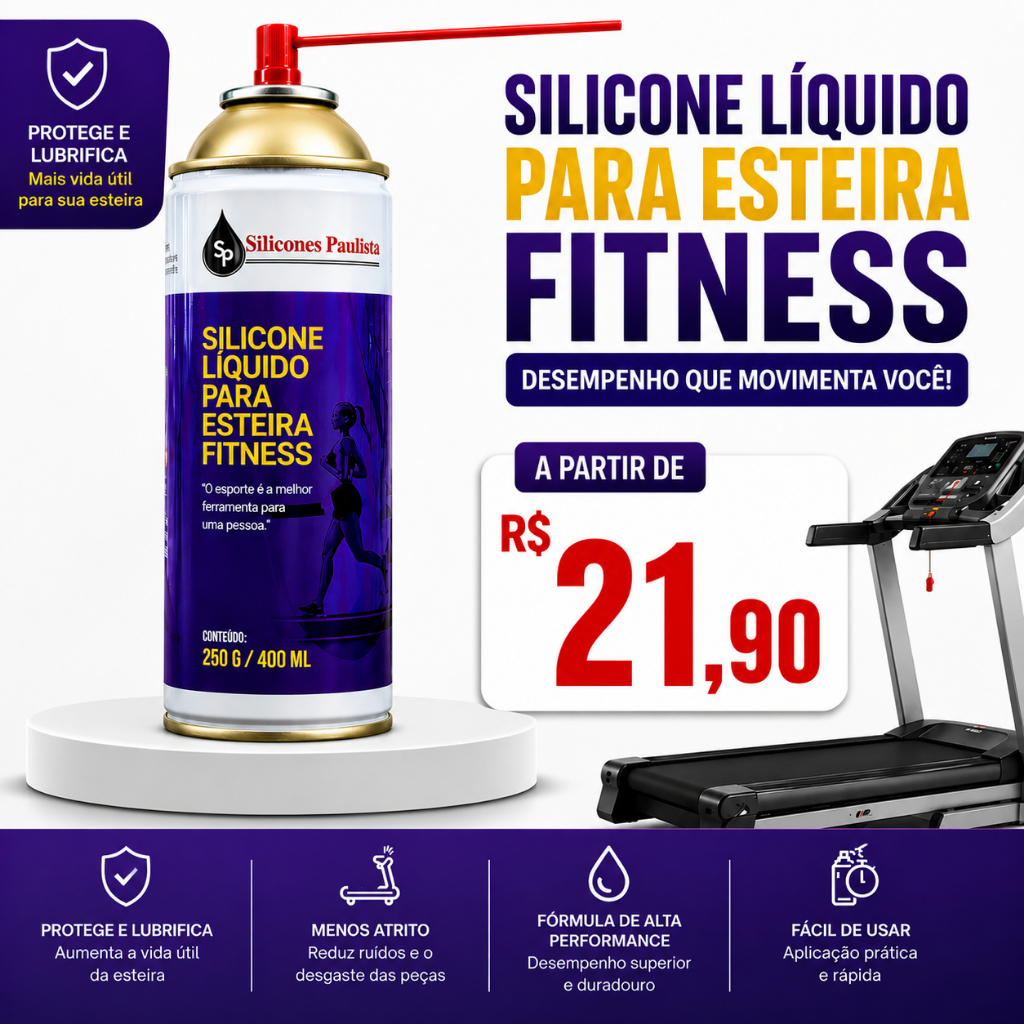 Silicone Lubrificante Liquido Profissional Para Esteiras Ergométricas Spray 400ML e 300ML Com Bico Aplicador
