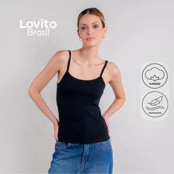 Lovito Regata de Alça Casual Feminina de Algodão TKB20812111