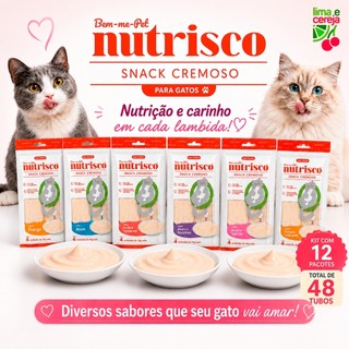 Snack Cremoso Nutrisco Para Gatos Petisco Sabores Variados 12 Pacotes Premium 48 Tubos Pet 56g